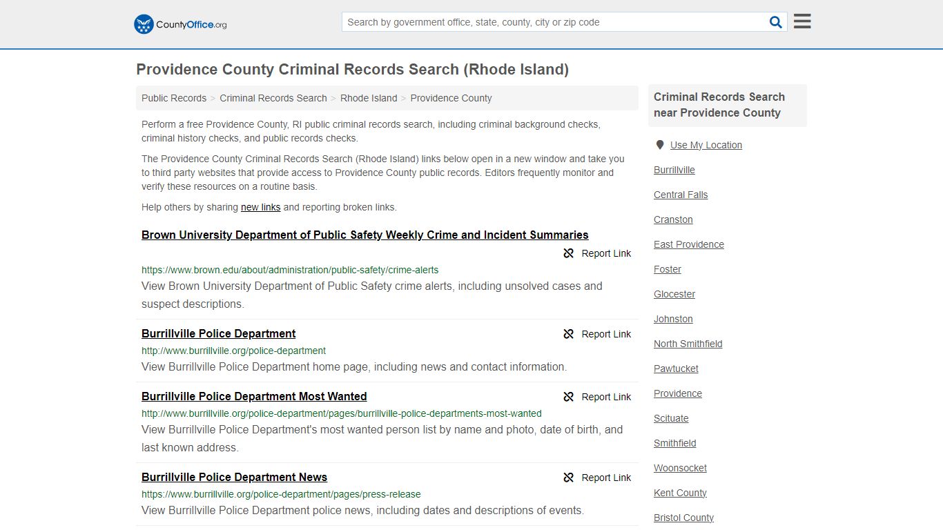 Providence County Criminal Records Search (Rhode Island) - County Office