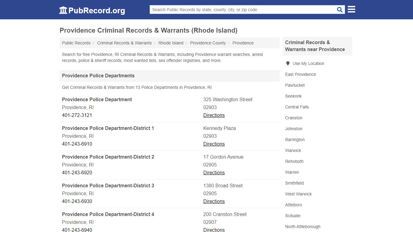 Providence Criminal Records & Warrants (Rhode Island)